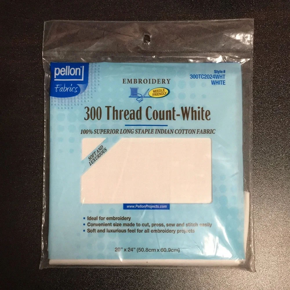 SEALED pellon Fabrics 300 Thread Count-White 20” x 24” (300TC2024WHT)